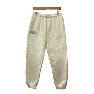 Happy Camp3r Unisex Puff Series Jogger Sweatpants Cream Beige Size Large